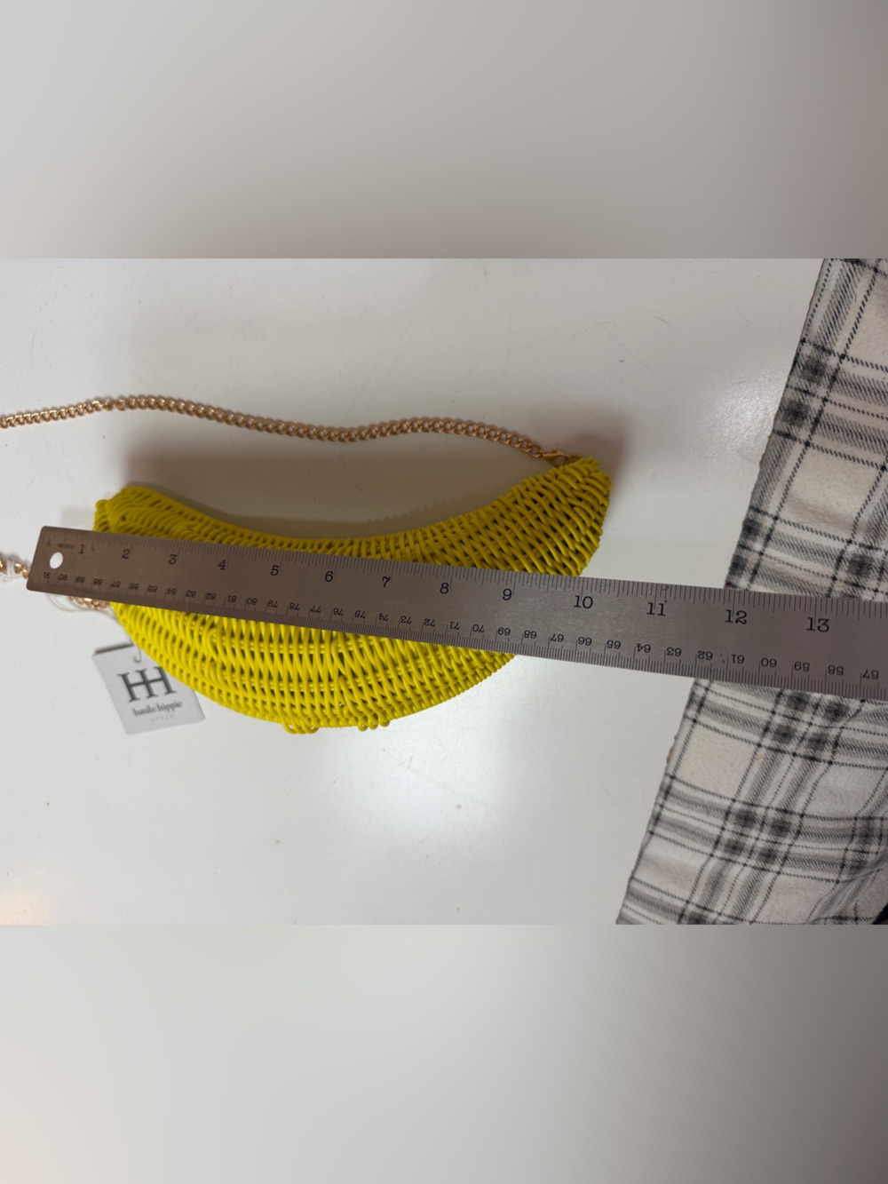 Haute Hippie Style Yellow Wicker Banana Gold Chain Crossbody Bag NWT - Picture 12 of 13